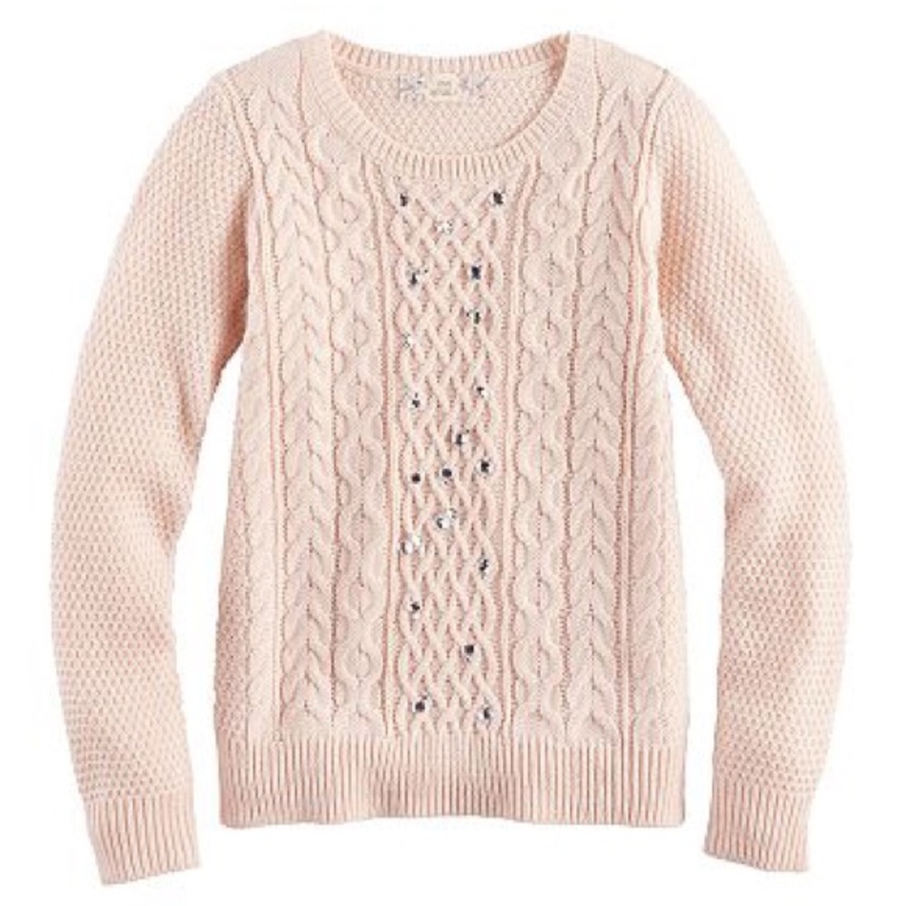 Pink Republic Gem Embellished Cable Knit Sweater, 10